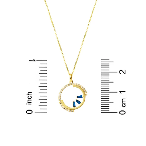 Trend Baget Taşlı Halka Altın Kolye - Resim 5