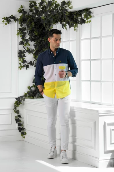 PAUL MARTİN REGULAR FİT PARÇA DESENLİ YAZLIK İNCE ERKEK GÖMLEK - Resim 8