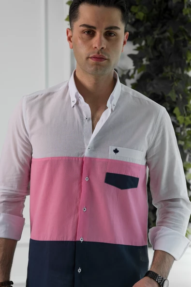 PAUL MARTİN REGULAR FİT PARÇA DESENLİ YAZLIK İNCE ERKEK GÖMLEK - Resim 6