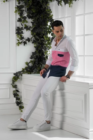 PAUL MARTİN REGULAR FİT PARÇA DESENLİ YAZLIK İNCE ERKEK GÖMLEK - Resim 2