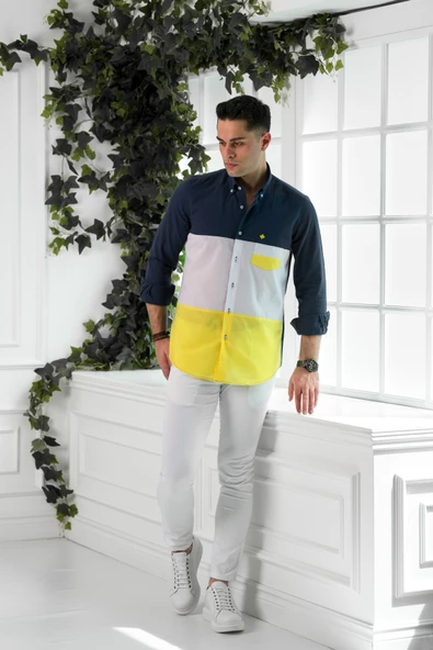 PAUL MARTİN REGULAR FİT PARÇA DESENLİ YAZLIK İNCE ERKEK GÖMLEK - Resim 7