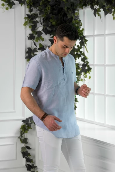 PAUL MARTİN REGULAR FİT HAKİM YAKA ERKEK KETEN GÖMLEK - Resim 9