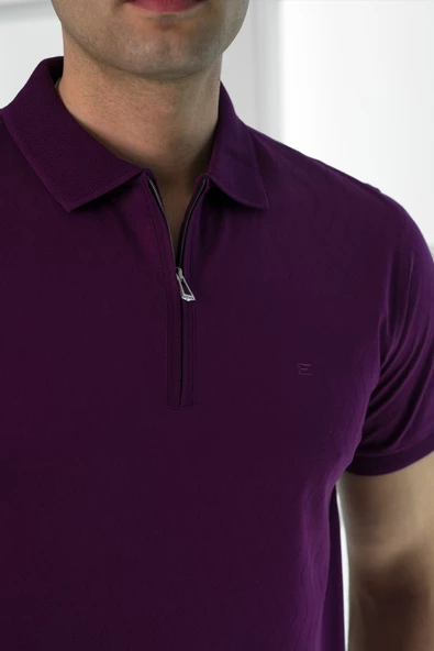 ECER REGULAR FİT POLO YAKA ARMÜRLÜ MERSERİZE KUMAŞ ERKEK T-SHİRT - Resim 6