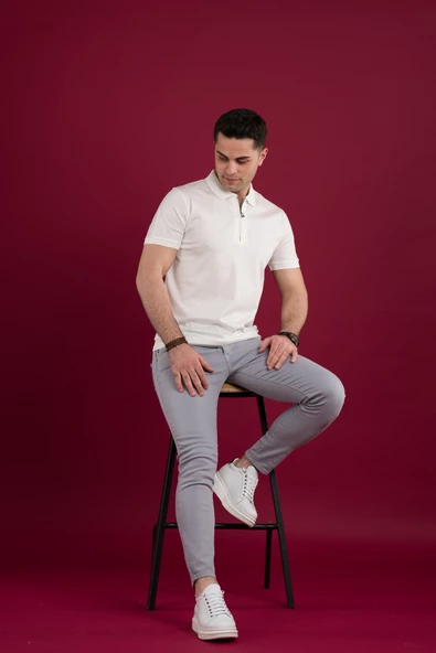 ECER REGULAR FİT POLO YAKA ARMÜRLÜ MERSERİZE KUMAŞ ERKEK T-SHİRT - Resim 7