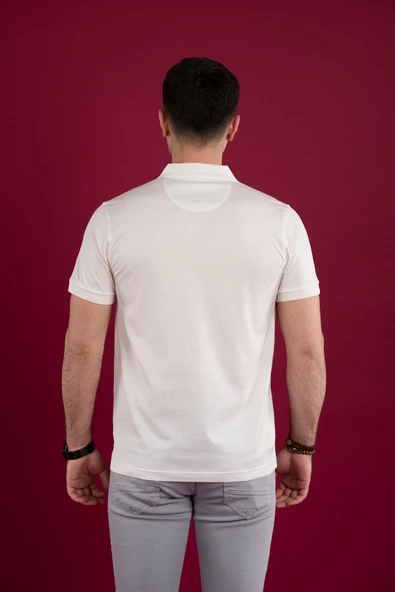 ECER REGULAR FİT POLO YAKA ARMÜRLÜ MERSERİZE KUMAŞ ERKEK T-SHİRT - Resim 11