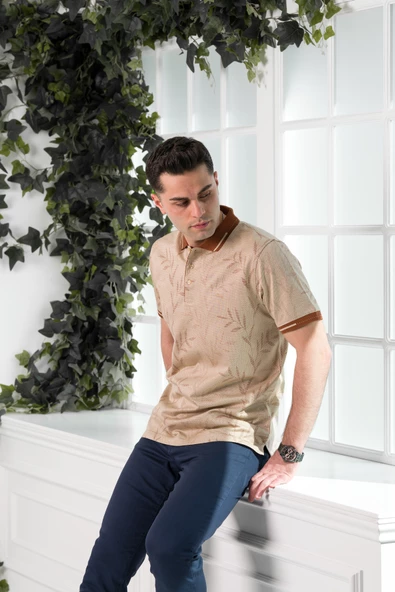 ECER REGULAR FİT SUPERFİNE PAMUK POLO YAKA DESENLİ ERKEK T-SHİRT - Resim 7
