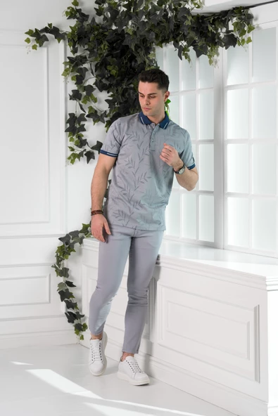 ECER REGULAR FİT SUPERFİNE PAMUK POLO YAKA DESENLİ ERKEK T-SHİRT - Resim 12