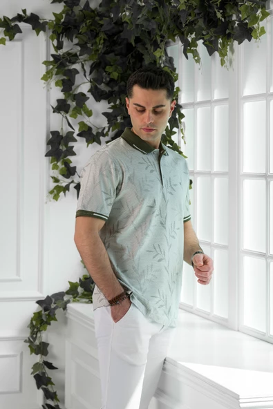 ECER REGULAR FİT SUPERFİNE PAMUK POLO YAKA DESENLİ ERKEK T-SHİRT - Resim 4
