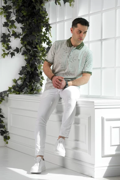 ECER REGULAR FİT SUPERFİNE PAMUK POLO YAKA DESENLİ ERKEK T-SHİRT - Resim 2