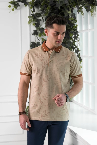 ECER REGULAR FİT SUPERFİNE PAMUK POLO YAKA DESENLİ ERKEK T-SHİRT - Resim 8