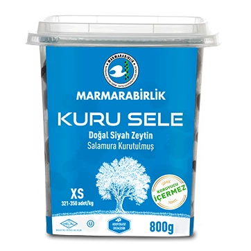 Marmarabirlik Kuru Sele Hususi 321-350 KB XS Siyah Zeytin Pet 800 G