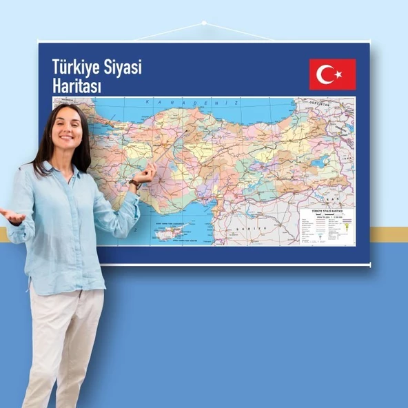 Türkiye Siyasi Haritası 100X150 ürün görseli