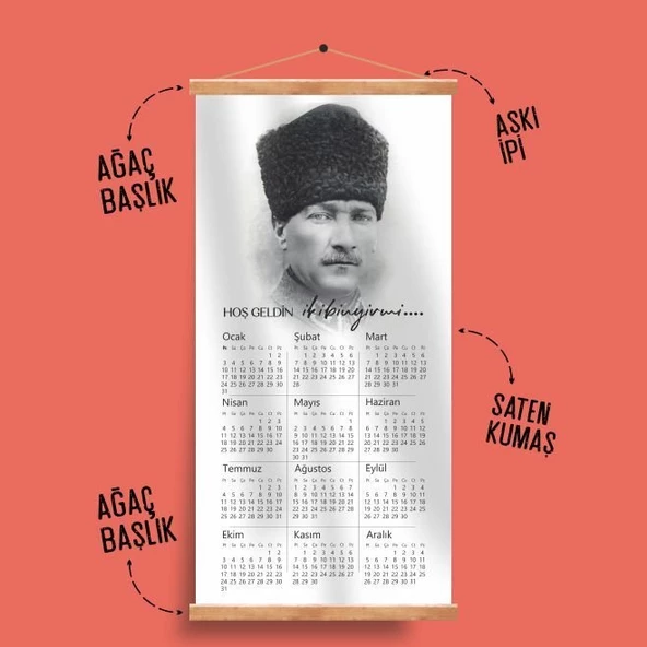 Atatürk Temalı Kumaş Askılı Takvim-7