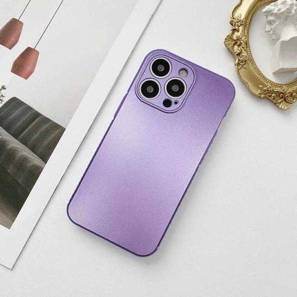 iPhone 12 Pro Metalic Renk Kamera Korumalı Silikon Kılıf - 7