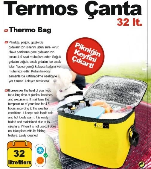 Termal Çanta Termos Çanta Piknik Kamp Çantası Sıcak ve Soğuk Tutan Çanta 32 Litre - 11