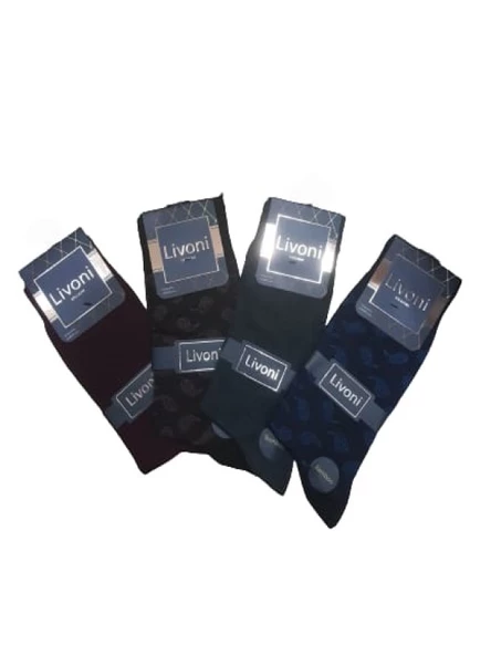 Livoni Exclusıve Erkek Bambu Desenli Pamuk Çorap (4 Paket) L 02089