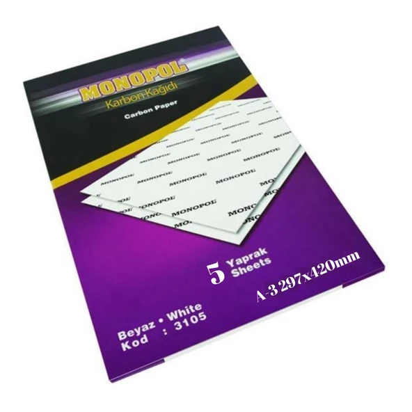 Karbon Kağıdı A3 5 Adet 1 Paket Monopol Karbon Kağıdı Renk Seçeneği A-3 5 Adet 1 Paket