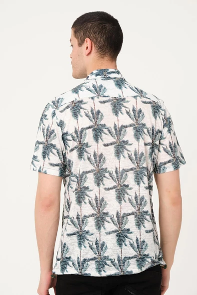 Erkek Desenli Düğmeli Kısa Kollu Polo Yaka T-Shirt - 12