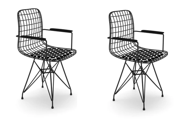 Knsz kafes tel sandalyesi 2 li mazlum syhviona kolçaklı ofis cafe bahçe mutfak ürün görseli 1