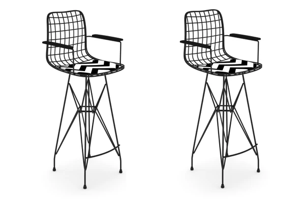 Knsz kafes tel bar sandalyesi 2 li zengin syhaldo kolçaklı 75 cm oturma yüksekliği ofis cafe bahçe mutfak ürün görseli 1