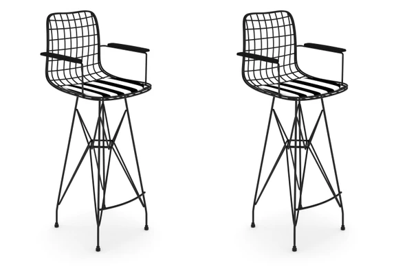 Knsz kafes tel bar sandalyesi 2 li zengin syhtuan kolçaklı 75 cm oturma yüksekliği ofis cafe bahçe mutfak ürün görseli 1