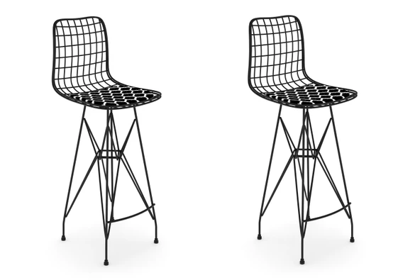 Knsz kafes tel bar sandalyesi 2 li zengin syhviona 75 cm oturma yüksekliği ofis cafe bahçe mutfak ürün görseli 1