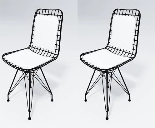 Knsz kafes tel sandalyesi 2 li mazlum syhbyz sırt minderli ofis cafe bahçe mutfak ürün görseli