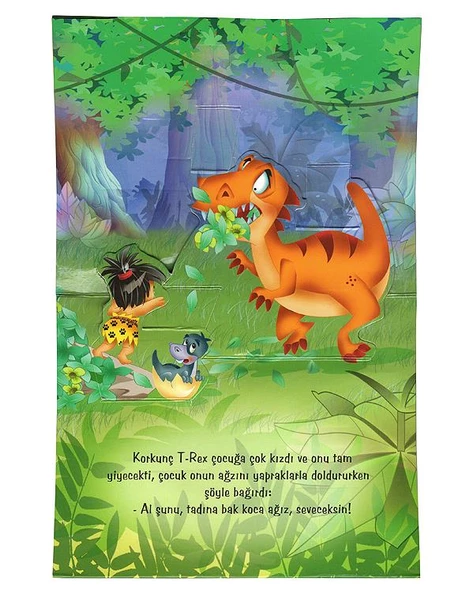 2 Yaş Mini Hareketli Kitaplar Obur T-Rex Çiçek Yayınları - Resim 2