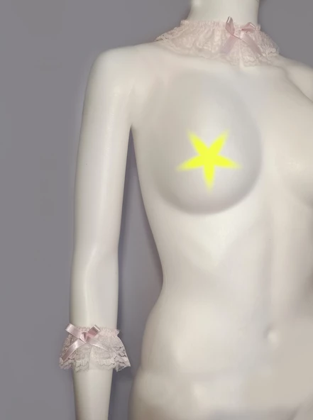 3 Lü ASM0246 Bayan Pembe Dantel Kol Bacak Vücut Akesuar Seti - 7