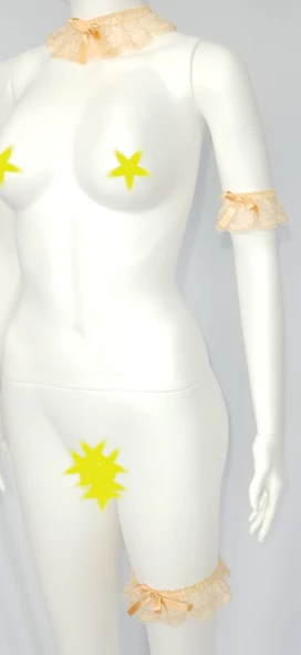 3 Lü ASM0248 Bayan Yavruağzı Dantel Kol Bacak Vücut Akesuar Seti - 4