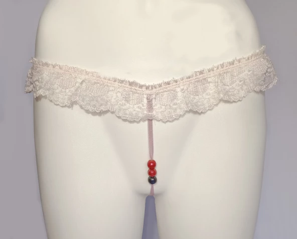 ASM0231 Bayan Pembe Dantel  Boncuk O Gece String - 7