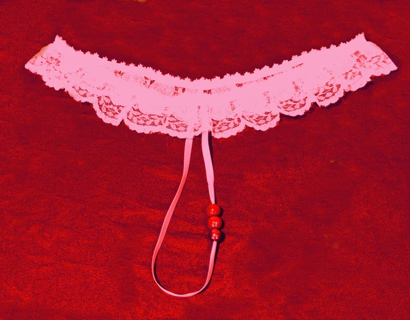 ASM0231 Bayan Pembe Dantel  Boncuk O Gece String - 8