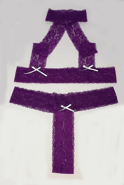 2 Li ASM0254 Bayan Mor Marya Egzotik Sütyen Takım - 9