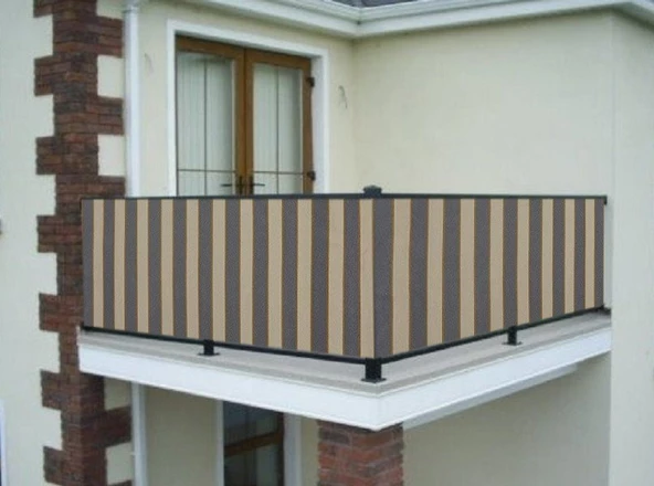 Ceylan Home Balkon Demiri Perdesi Kuş Gözü Gri Krem 600x80