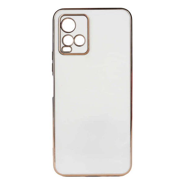 Vivo Y33S Kılıf Zore Bark Kenarları Altın Renk Kılıf - Resim 4