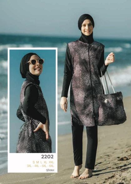 Tesmay 2202 Dijital Desenli 2 Li Jileli Tesettür Mayo - Resim 3