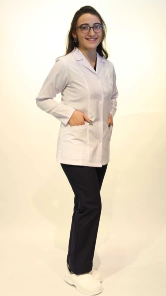 Doktor Hemşire Öğretmen Kadın Ceket Gömlek Yaka Beyaz Önlük XXS - 2