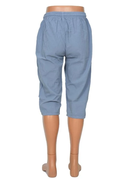 Lastikli Erkek Keten Kapri Buz Mavisi - 3