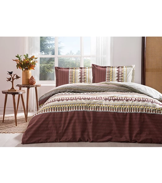 Özdilek Ranforce Tek Kişilik Nevresim Takımı-Ikat Bordo