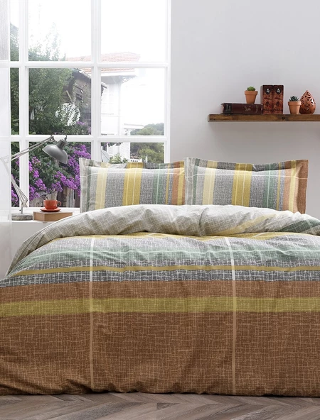 Özdilek Ranforce Tek Kişilik Nevresim Takımı-Lane Turuncu