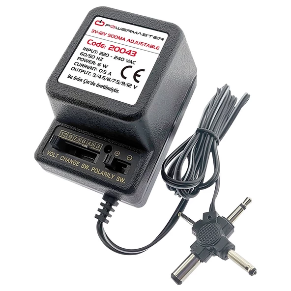 KADEMELİ ADAPTÖR 3V-12V 0,5 AMPER AYARLI ADAPTÖR - 1