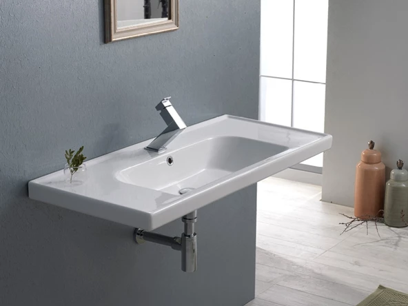 Cerastyle Turkuaz Frame Etajerli Lavabo 80X45 Cm - 3