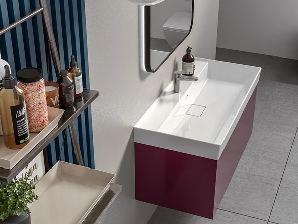 Cerastyle Turkuaz Sharp Etajerli Lavabo 60*48 Cm - 2