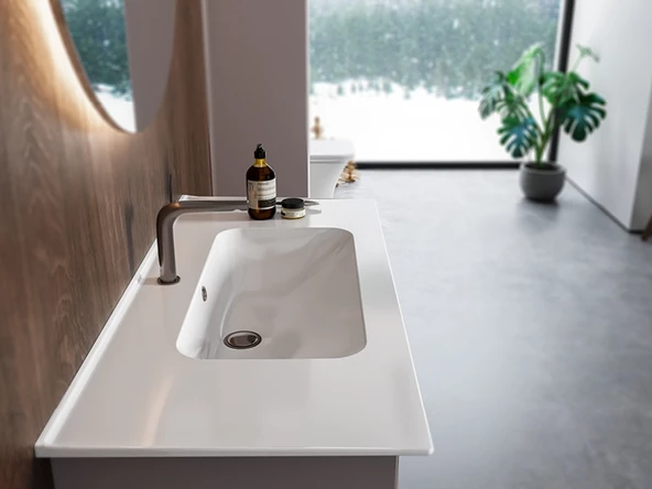 Cerastyle Turkuaz Blue Etajerli Lavabo 80*47 Cm - 2