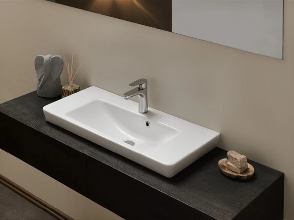 Cerastyle Turkuaz Porto Etajerli Lavabo 55*38 Cm - 3