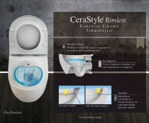 Cıty Rımless Asma Klozet+Yavas Kapak Mat Antrasıt - 2