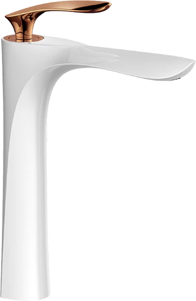 Pure Royal Beyaz Bronz Tezgah Üstü Çanak Lavabo Armatürü Akf-115