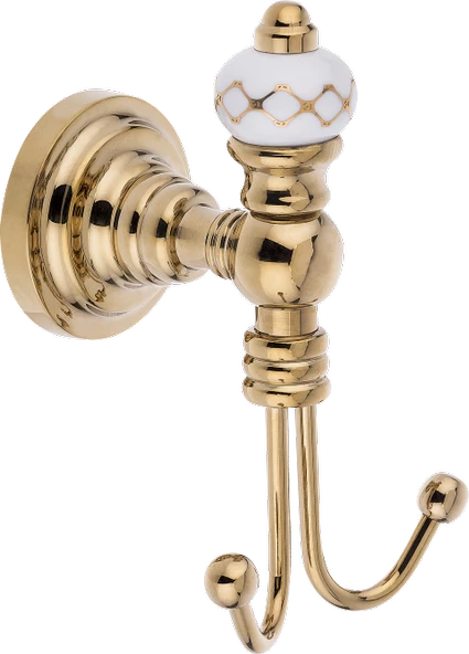 Pure Geometrik Beyaz Altın / Pvd Gold İkili Askılık Aks-105