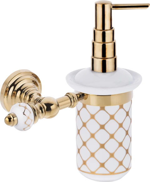 Pure Geometrik Beyaz Altın / Pvd Gold Montajlı Sıvı Sabunluk Aks-102 - 1