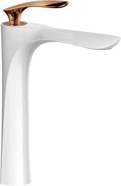 Pure Royal Beyaz Bronz Tezgah Üstü Çanak Lavabo Armatürü Akf-115 - 2